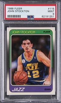 1988-89 Fleer #115 John Stockton Rookie Card - PSA MINT 9